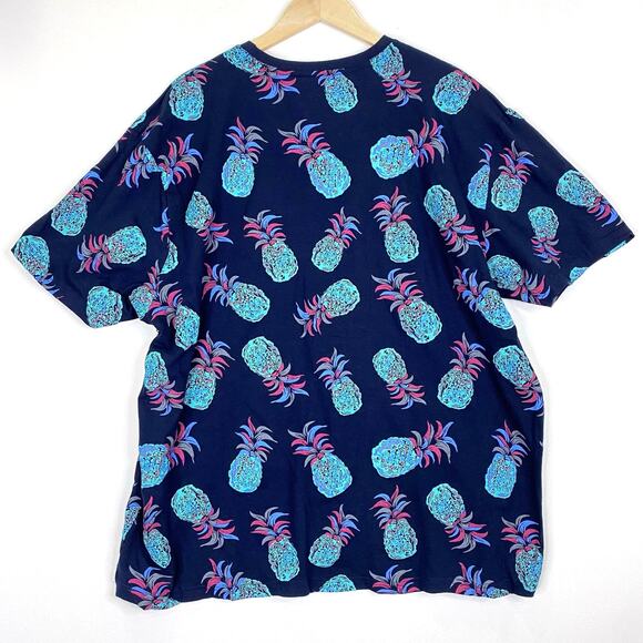 FREE PLANET Pineapple Print Graphic T-Shirt Mens Sz 2X Blue Tropical Summer NEW - Picture 5 of 7